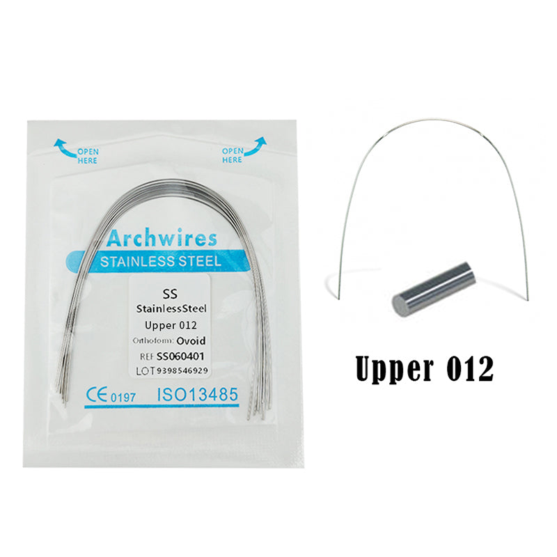 LYuen 10Pcs Stainless Steel Orthodontic Arch Wires – Stainless Steel Round/Rectangular Natural Form Braces Wires, Multiple Sizes Available for Orthodontic Treatment (Upper/Lower)