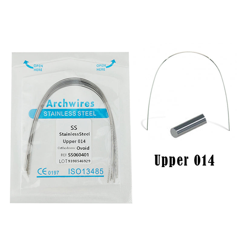 LYuen 10Pcs Stainless Steel Orthodontic Arch Wires – Stainless Steel Round/Rectangular Natural Form Braces Wires, Multiple Sizes Available for Orthodontic Treatment (Upper/Lower)