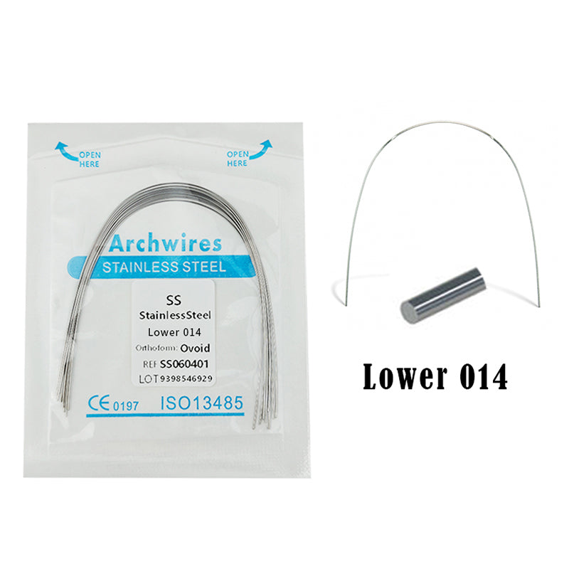 LYuen 10Pcs Stainless Steel Orthodontic Arch Wires – Stainless Steel Round/Rectangular Natural Form Braces Wires, Multiple Sizes Available for Orthodontic Treatment (Upper/Lower)