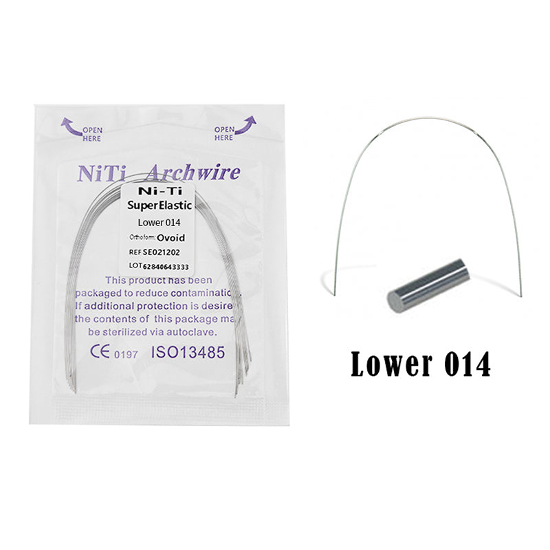 LYuen 10Pcs Dental Heat Activated NiTi Archwires – Thermal Activated Natural Form Orthodontic Arc, Round/Rectangular for Teeth Braces, Multiple Sizes Upper/Lower