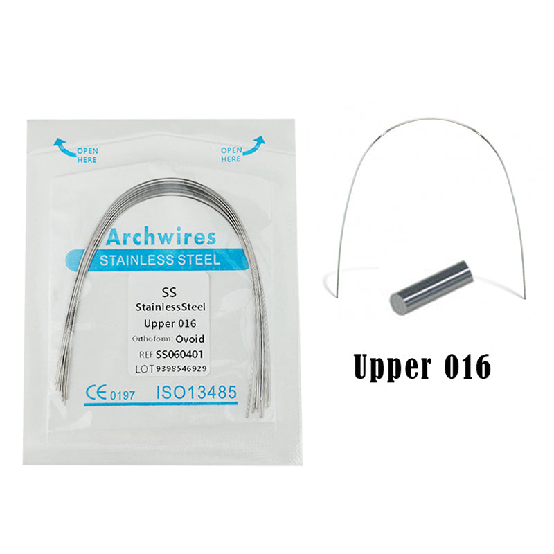 LYuen 10Pcs Stainless Steel Orthodontic Arch Wires – Stainless Steel Round/Rectangular Natural Form Braces Wires, Multiple Sizes Available for Orthodontic Treatment (Upper/Lower)