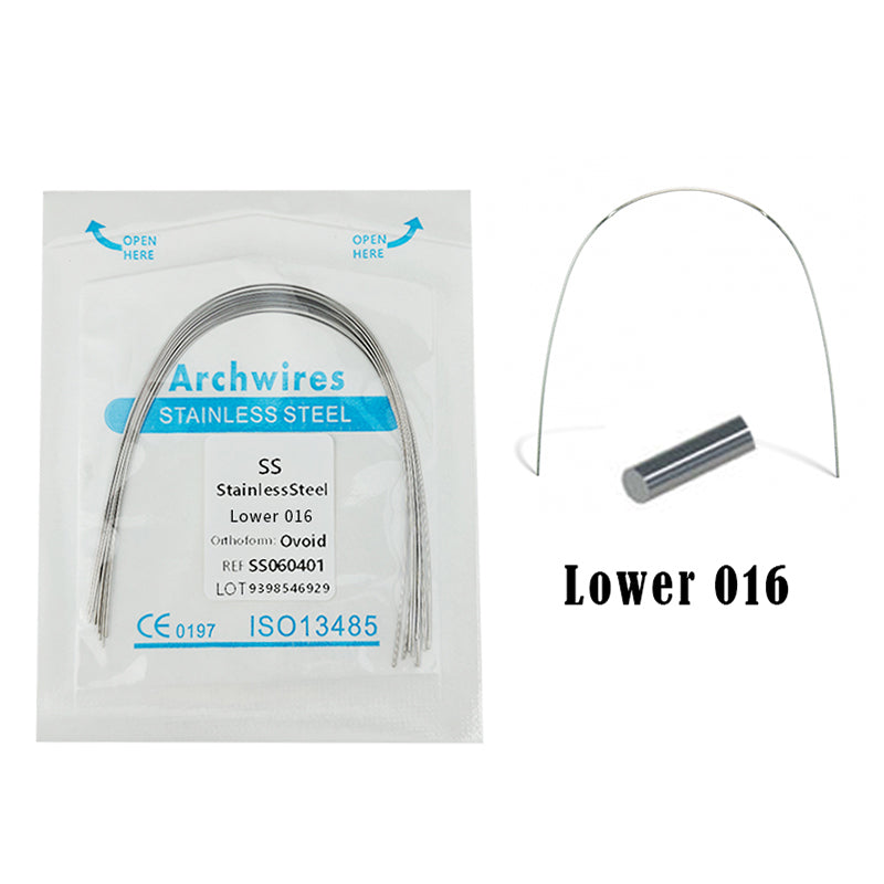 LYuen 10Pcs Stainless Steel Orthodontic Arch Wires – Stainless Steel Round/Rectangular Natural Form Braces Wires, Multiple Sizes Available for Orthodontic Treatment (Upper/Lower)