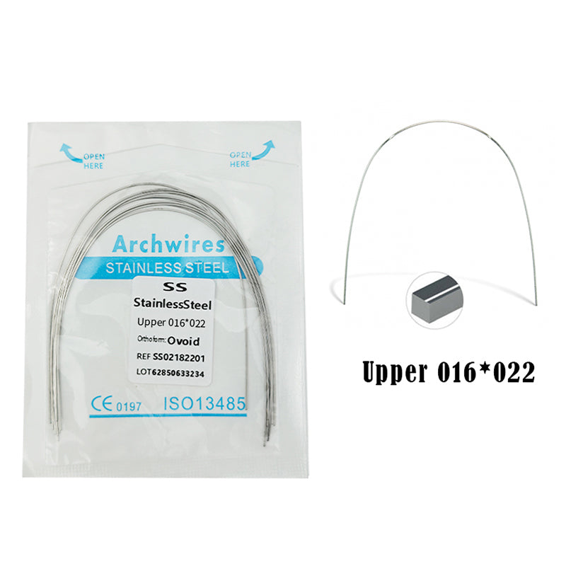 LYuen 10Pcs Stainless Steel Orthodontic Arch Wires – Stainless Steel Round/Rectangular Natural Form Braces Wires, Multiple Sizes Available for Orthodontic Treatment (Upper/Lower)