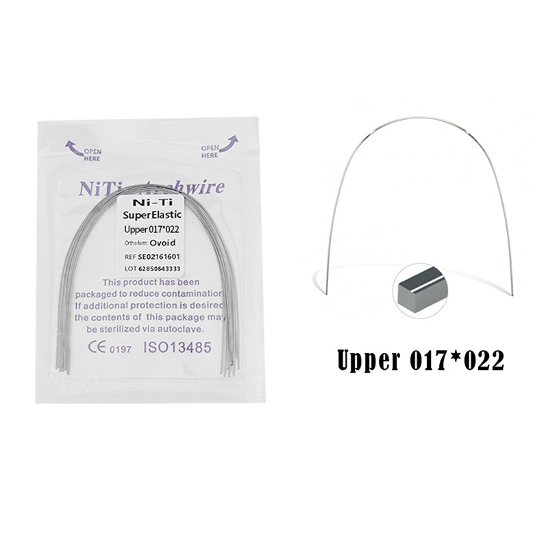 LYuen 10Pcs Dental Heat Activated NiTi Archwires – Thermal Activated Natural Form Orthodontic Arc, Round/Rectangular for Teeth Braces, Multiple Sizes Upper/Lower