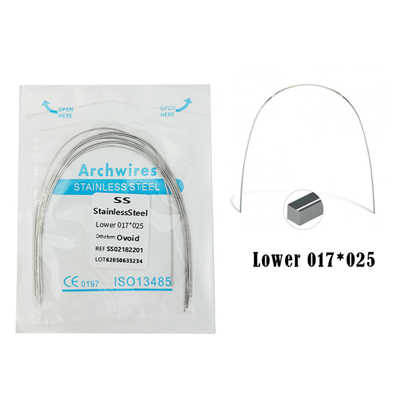 LYuen 10Pcs Stainless Steel Orthodontic Arch Wires – Stainless Steel Round/Rectangular Natural Form Braces Wires, Multiple Sizes Available for Orthodontic Treatment (Upper/Lower)