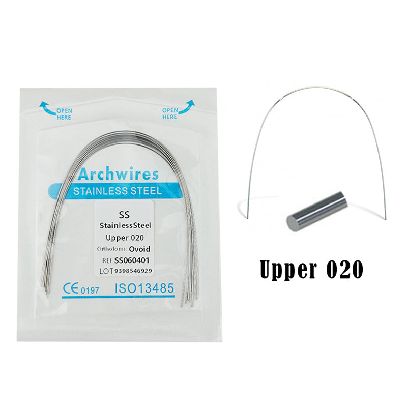 LYuen 10Pcs Stainless Steel Orthodontic Arch Wires – Stainless Steel Round/Rectangular Natural Form Braces Wires, Multiple Sizes Available for Orthodontic Treatment (Upper/Lower)