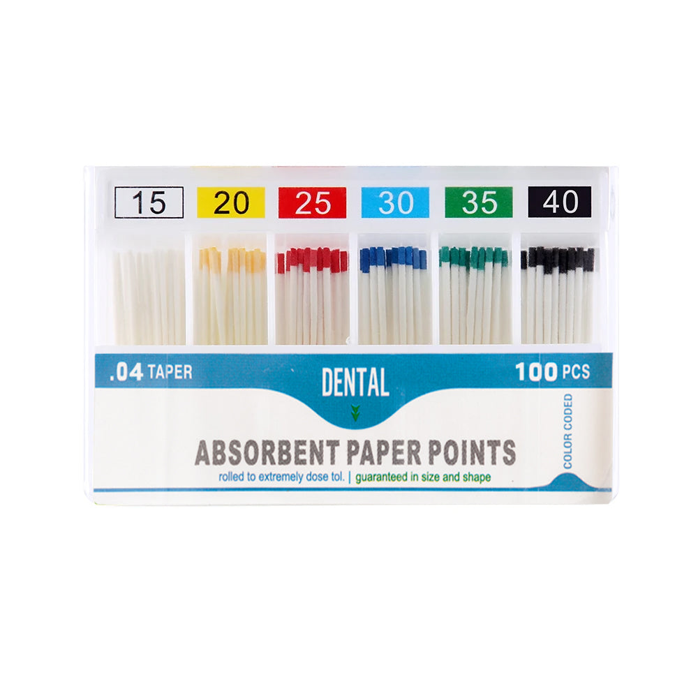 LYuen Dental Absorbent Paper Points Taper 02/04/06 Pure Cotton Fiber Root Canal Drying Endodontist Dentist Consumables Multiple Sizes Color-Coded