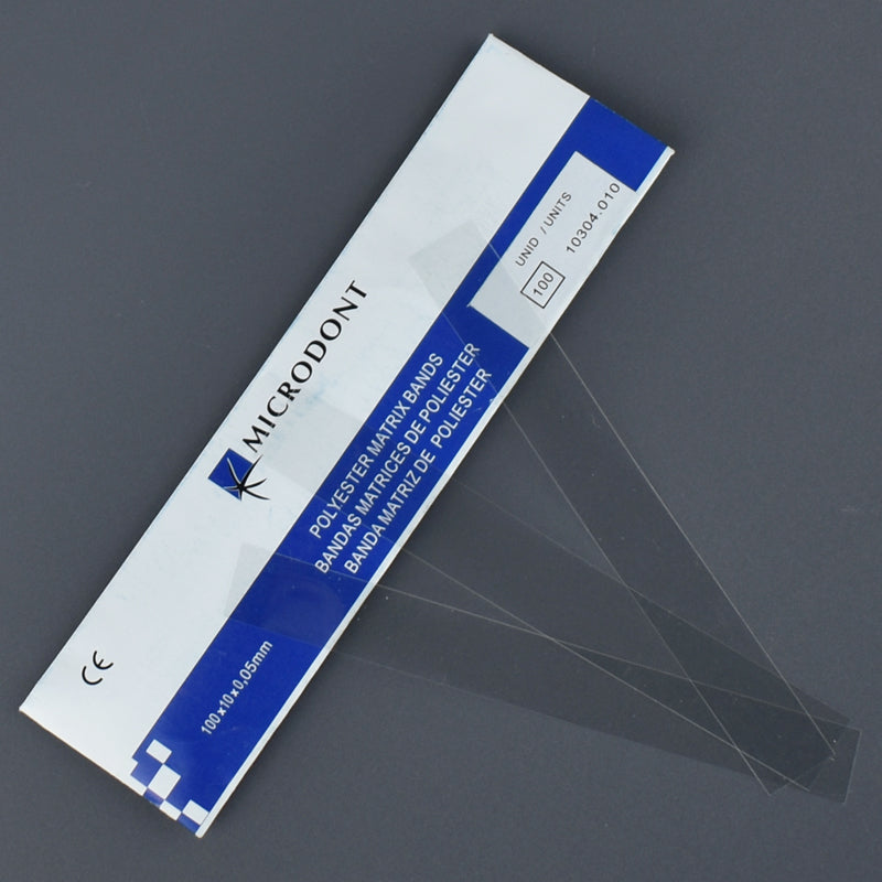 LYuen 100Pcs Polyester Matrix Bands – Dental Matrices for Interdental Spacing, Transparent 0.05mm Thin, Disposable Use Without Retainer (100mm×10mm)
