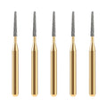 LYuen 5pcs 12-Fluted Tungsten Carbide Burs – FG7114/FG7214/FG7714 Taper Fissure Trimming & Finishing Tool, 1.6mm Shank for High Speed Handpiece (0.9-1.4mm Head)