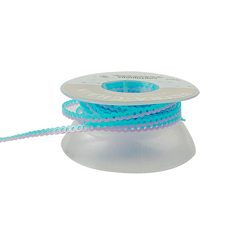 LYuen Two-Tone Orthodontic Elastic Power Chain 15ft Long Roll High Flexibility Rubber Dentist Orthodontic Supplies Dual-Color Alternating Easy Identification Continuous Short Long Space Closing