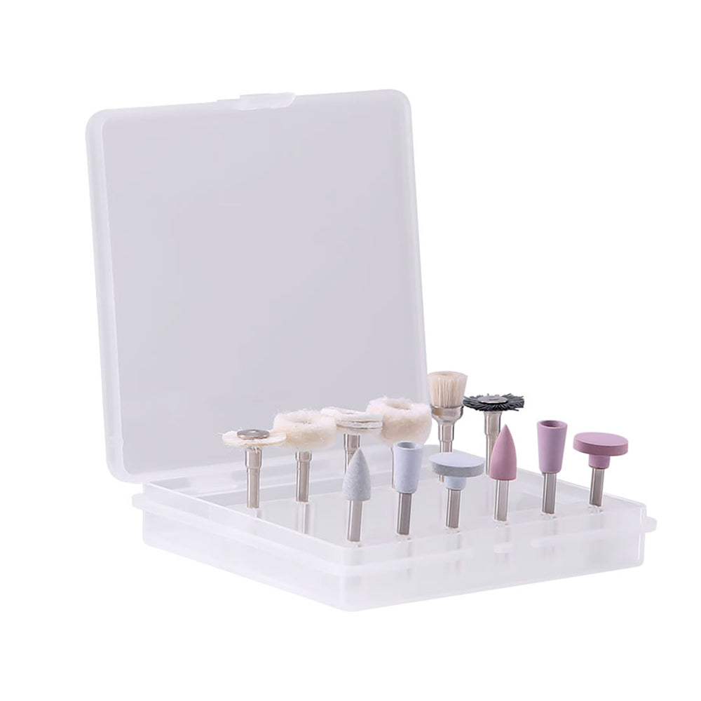 LYuen 12Pcs Dental Composite Polishing Kit – Multi-Material Silicone/Goat Hair/Felt Polishers, RA 2.35mm for Low Speed Handpiece, Finishing Tools (15,000 RPM)