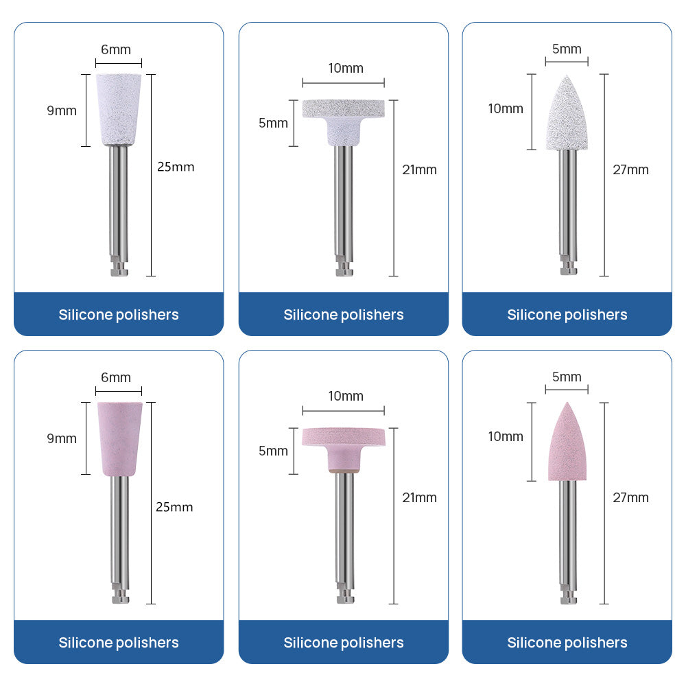LYuen 12Pcs Dental Composite Polishing Kit – Multi-Material Silicone/Goat Hair/Felt Polishers, RA 2.35mm for Low Speed Handpiece, Finishing Tools (15,000 RPM)
