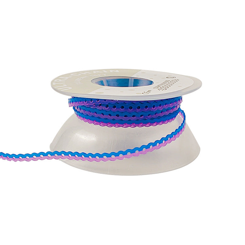 LYuen Two-Tone Orthodontic Elastic Power Chain 15ft Long Roll High Flexibility Rubber Dentist Orthodontic Supplies Dual-Color Alternating Easy Identification Continuous Short Long Space Closing