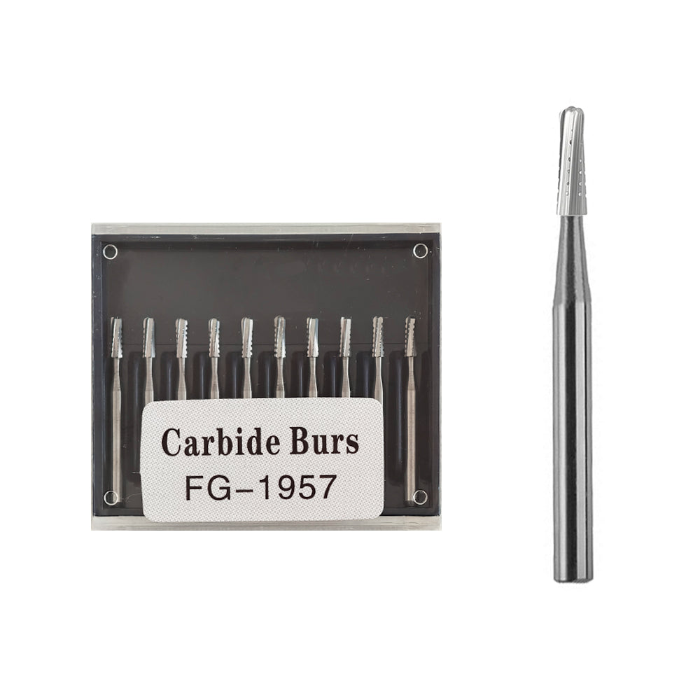LYuen 10Pcs Dental Carbide Bur Set-FG1957/FG1958/FG557 Tungsten Steel Crown Metal Cutting Burs, High Speed Handpiece Dentistry Lab Tools (1.6mm)