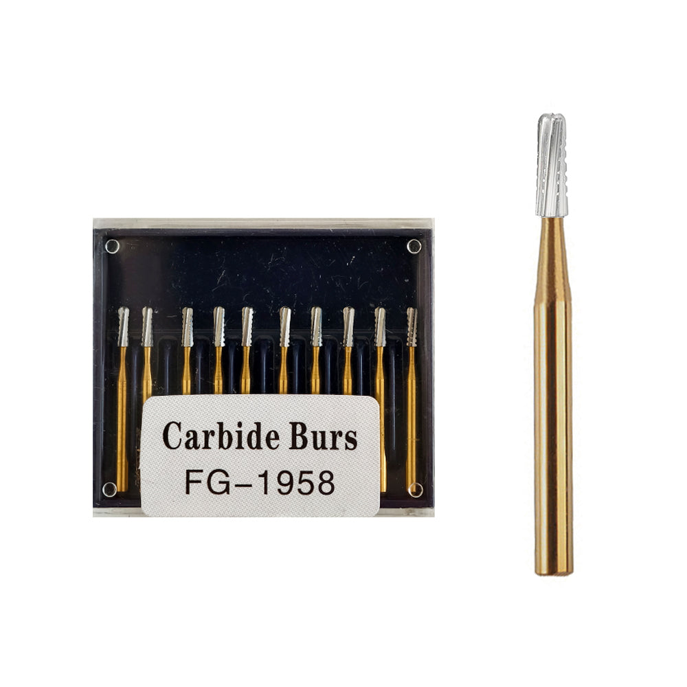 LYuen 10Pcs Dental Carbide Bur Set-FG1957/FG1958/FG557 Tungsten Steel Crown Metal Cutting Burs, High Speed Handpiece Dentistry Lab Tools (1.6mm)