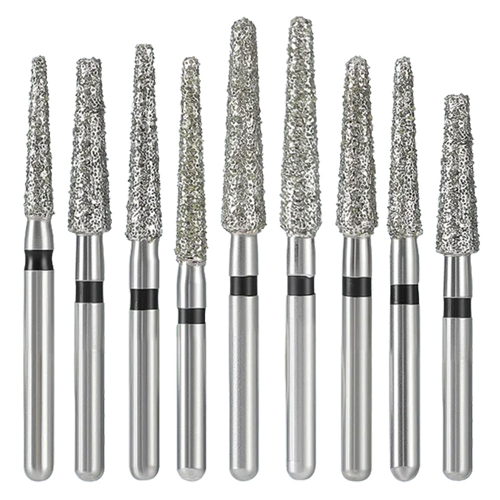 LYuen 10Pcs Super Coarse Diamond Burs Kit – Multiple Shapes for Crown/Cavity Preparation, FG 1.6mm for High Speed Handpiece, with Black Storage Box (All Super Coarse Grit)