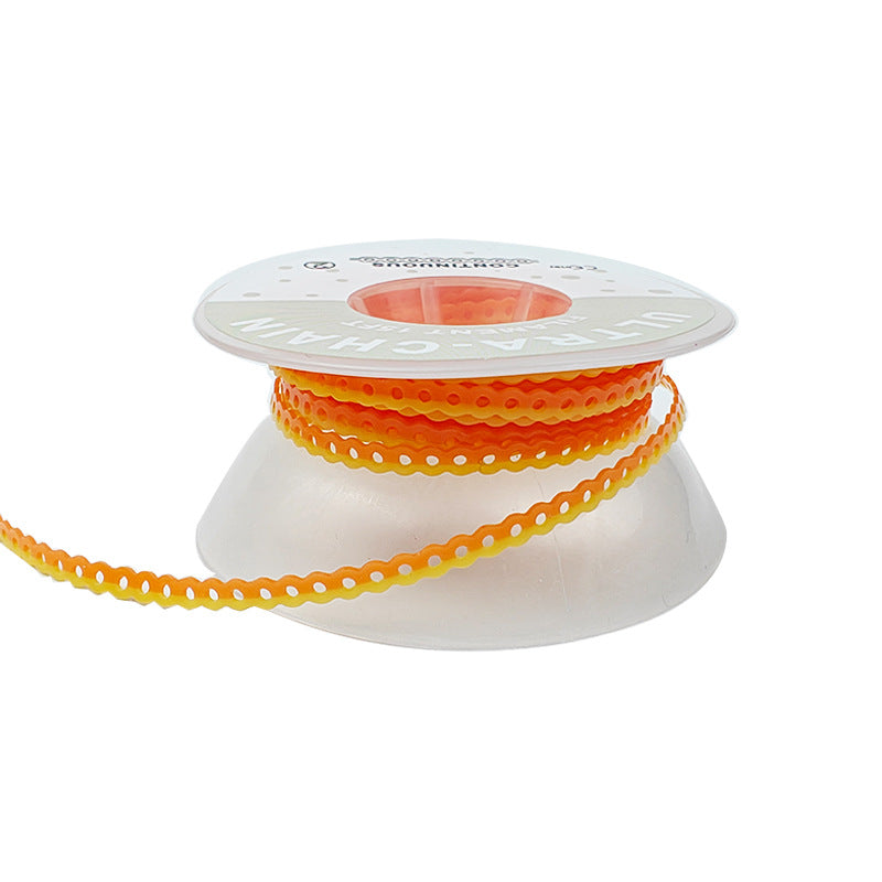 LYuen Two-Tone Orthodontic Elastic Power Chain 15ft Long Roll High Flexibility Rubber Dentist Orthodontic Supplies Dual-Color Alternating Easy Identification Continuous Short Long Space Closing