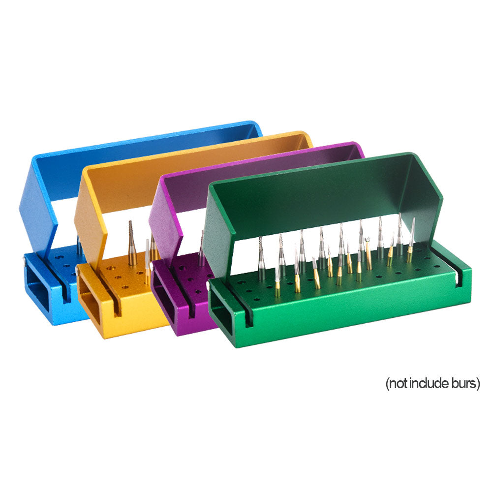 LYuen 30-Hole Dental Bur Holder – Aluminum High & Low Speed Handpiece Bur Block, Autoclavable 135°C Disinfection Box for Drills (10 Low + 20 High Speed Holes)