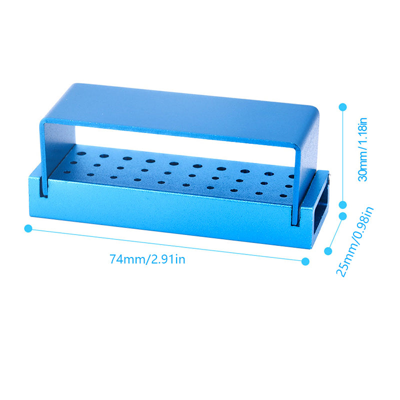 LYuen 30-Hole Dental Bur Holder – Aluminum High & Low Speed Handpiece Bur Block, Autoclavable 135°C Disinfection Box for Drills (10 Low + 20 High Speed Holes)
