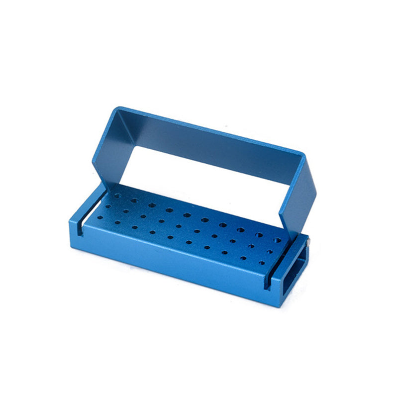 LYuen 30-Hole Dental Bur Holder – Aluminum High & Low Speed Handpiece Bur Block, Autoclavable 135°C Disinfection Box for Drills (10 Low + 20 High Speed Holes)
