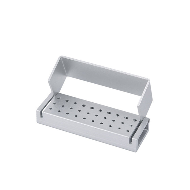 LYuen 30-Hole Dental Bur Holder – Aluminum High & Low Speed Handpiece Bur Block, Autoclavable 135°C Disinfection Box for Drills (10 Low + 20 High Speed Holes)