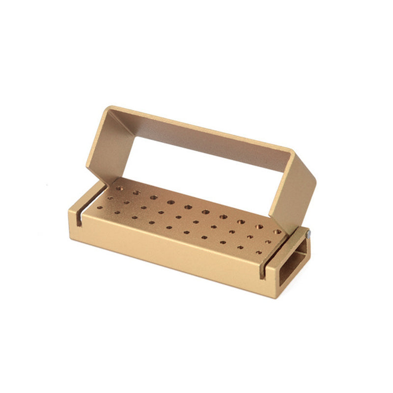 LYuen 30-Hole Dental Bur Holder – Aluminum High & Low Speed Handpiece Bur Block, Autoclavable 135°C Disinfection Box for Drills (10 Low + 20 High Speed Holes)