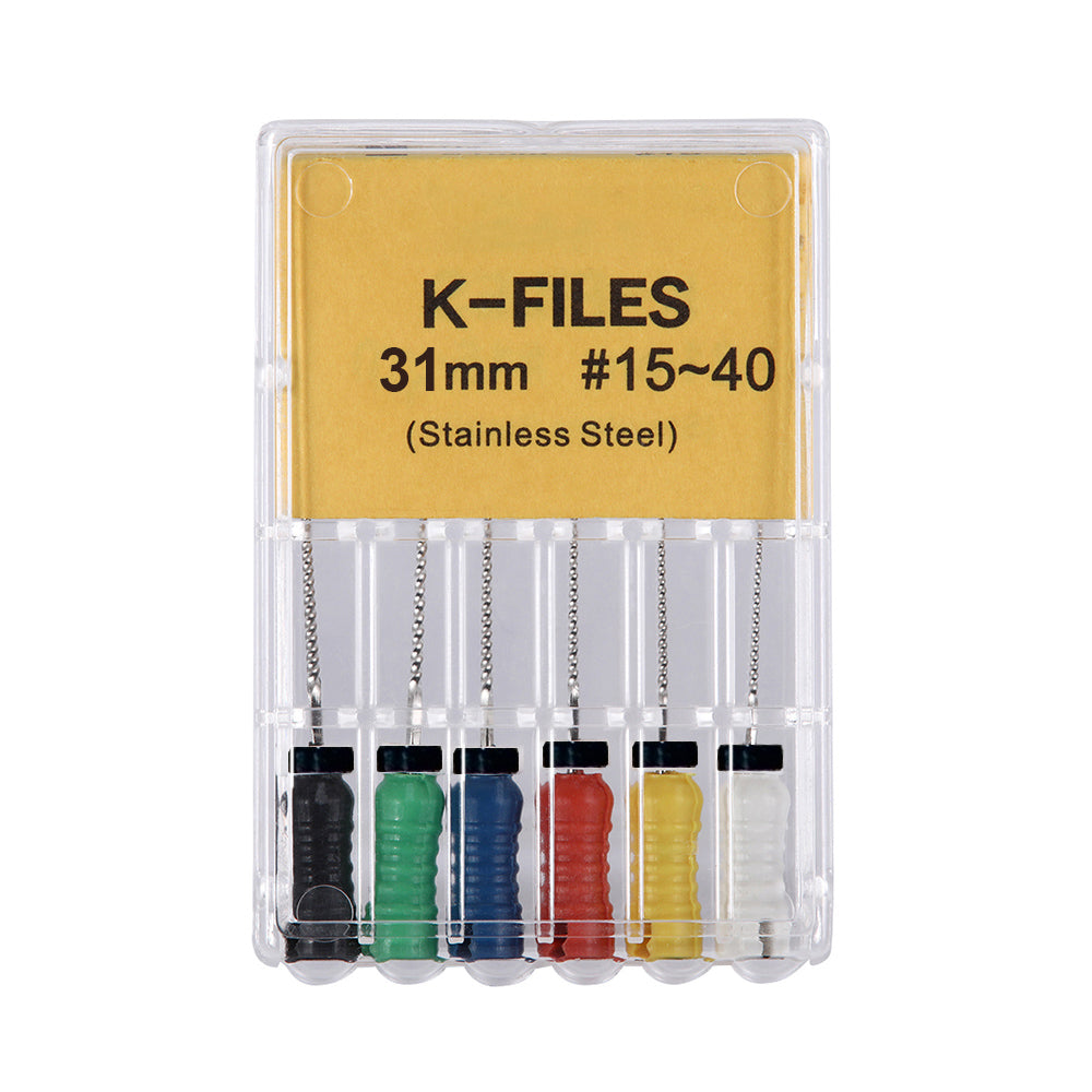 LYuen Stainless Steel Hand K File Root Canal Treatment 21mm/25mm/31mm Multiple Lengths Available Medical Stainless Steel Dentist Endodontic Instruments