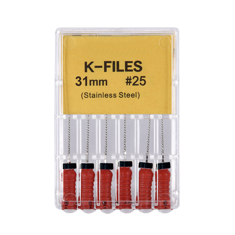 LYuen Stainless Steel Hand K File Root Canal Treatment 21mm/25mm/31mm Multiple Lengths Available Medical Stainless Steel Dentist Endodontic Instruments