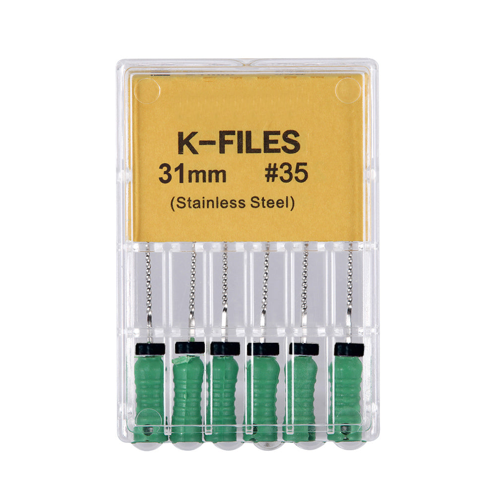 LYuen Stainless Steel Hand K File Root Canal Treatment 21mm/25mm/31mm Multiple Lengths Available Medical Stainless Steel Dentist Endodontic Instruments