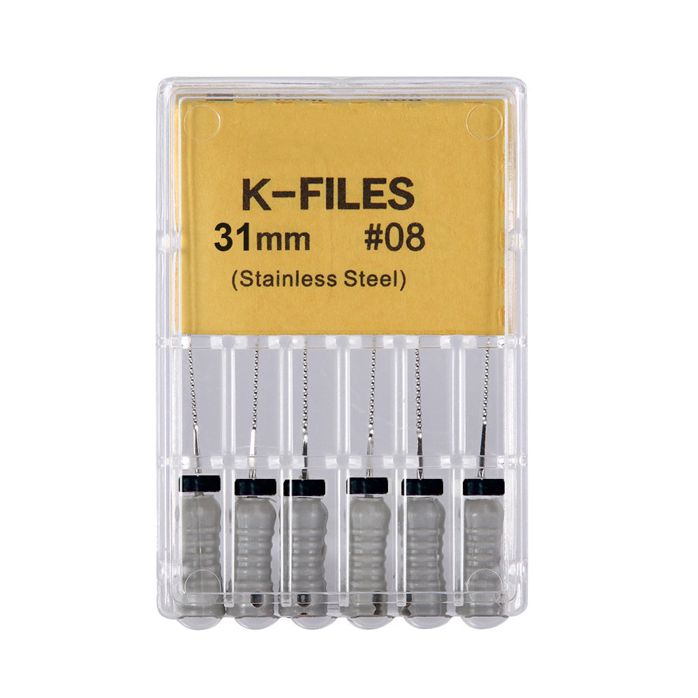 LYuen Stainless Steel Hand K File Root Canal Treatment 21mm/25mm/31mm Multiple Lengths Available Medical Stainless Steel Dentist Endodontic Instruments