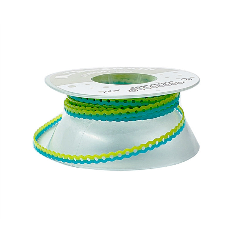 LYuen Two-Tone Orthodontic Elastic Power Chain 15ft Long Roll High Flexibility Rubber Dentist Orthodontic Supplies Dual-Color Alternating Easy Identification Continuous Short Long Space Closing