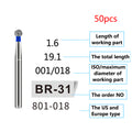 LYuen 50Pcs Dental Diamond Burs Set – FG 1.6mm High Speed Handpiece Burs, Polishing & Whitening Lab Material, Mixed Types Available (50 Burs Per Type)