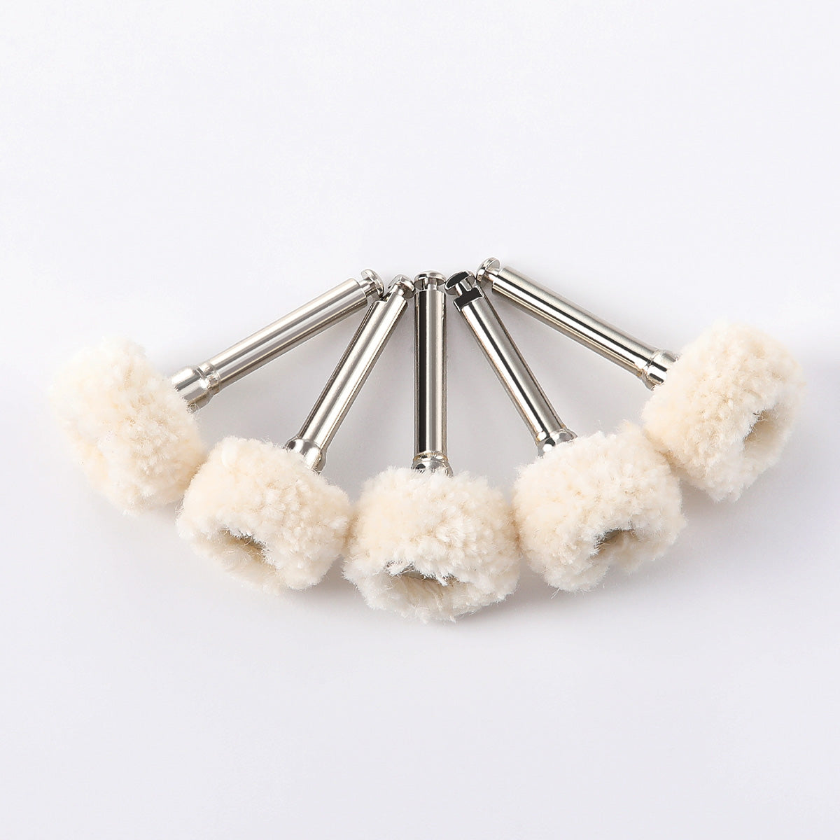 LYuen 5Pcs Dental Polishing Brush Set – Felt/Wool/Cotton/Goat Hair Wheels, RA 2.35mm Shank for Rotary Tools, Autoclavable Polisher