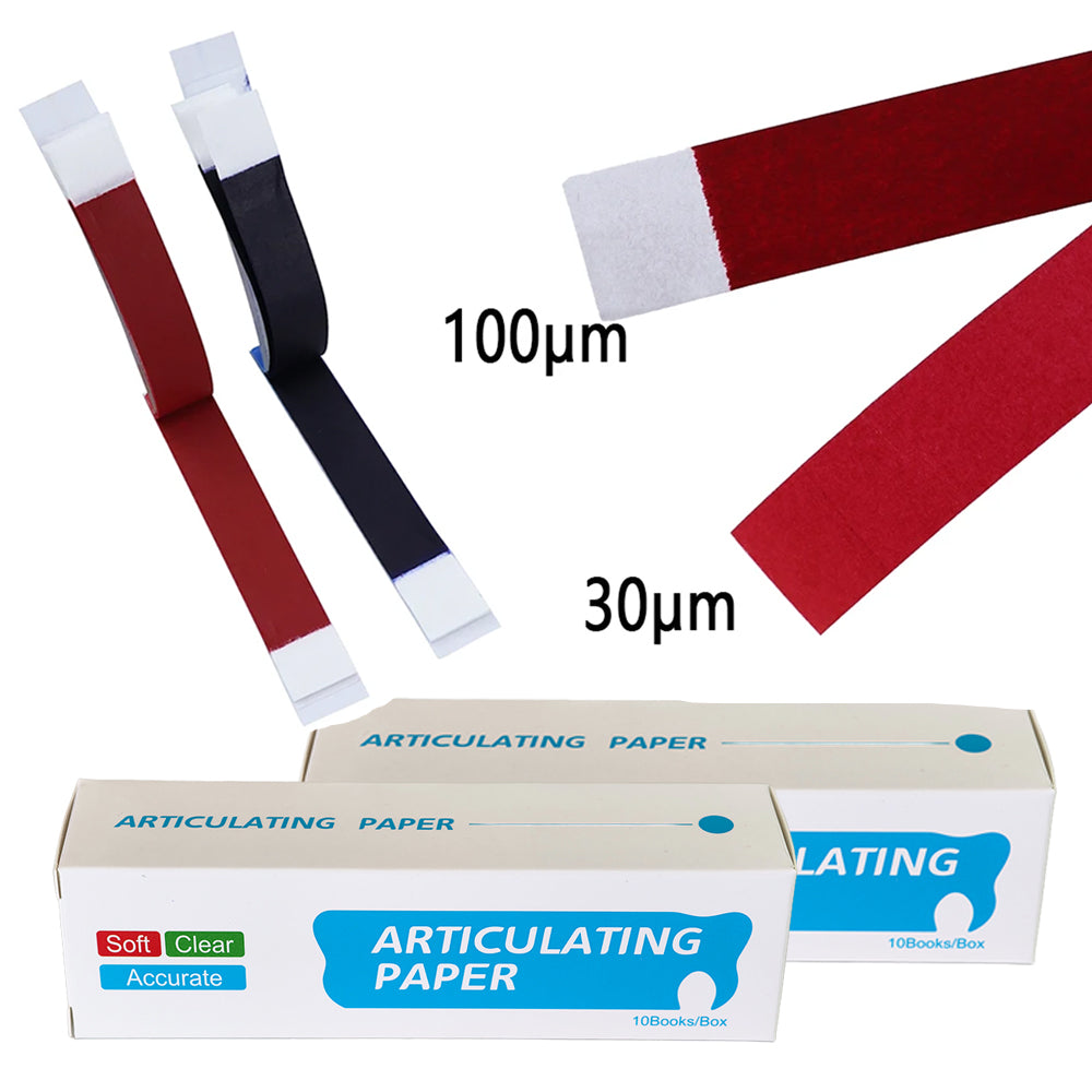 LYuen Dental Articulating Paper Red Blue Two Colors 30μm/100μm Thickness Optional Wax-Coated Paper Dentist Occlusion Examination 200/400 Sheets/Box