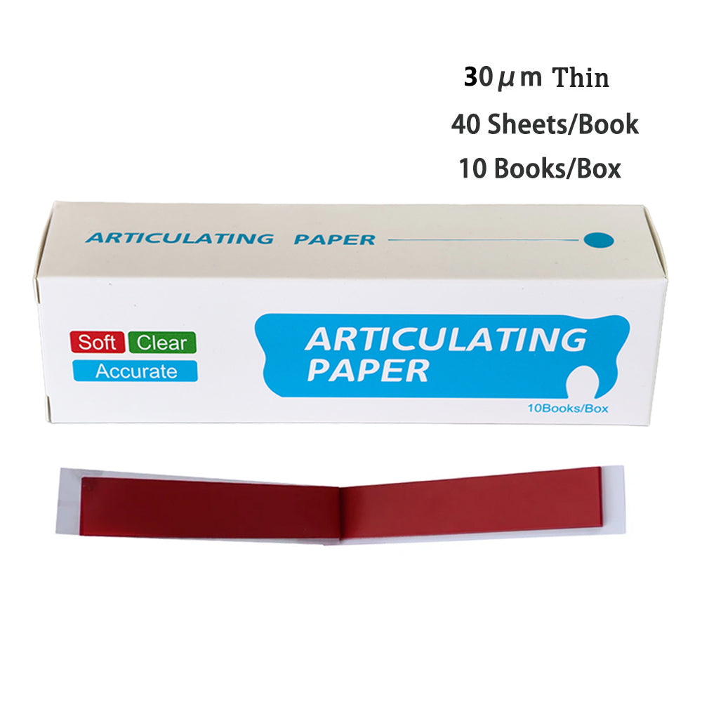 LYuen Dental Articulating Paper Red Blue Two Colors 30μm/100μm Thickness Optional Wax-Coated Paper Dentist Occlusion Examination 200/400 Sheets/Box