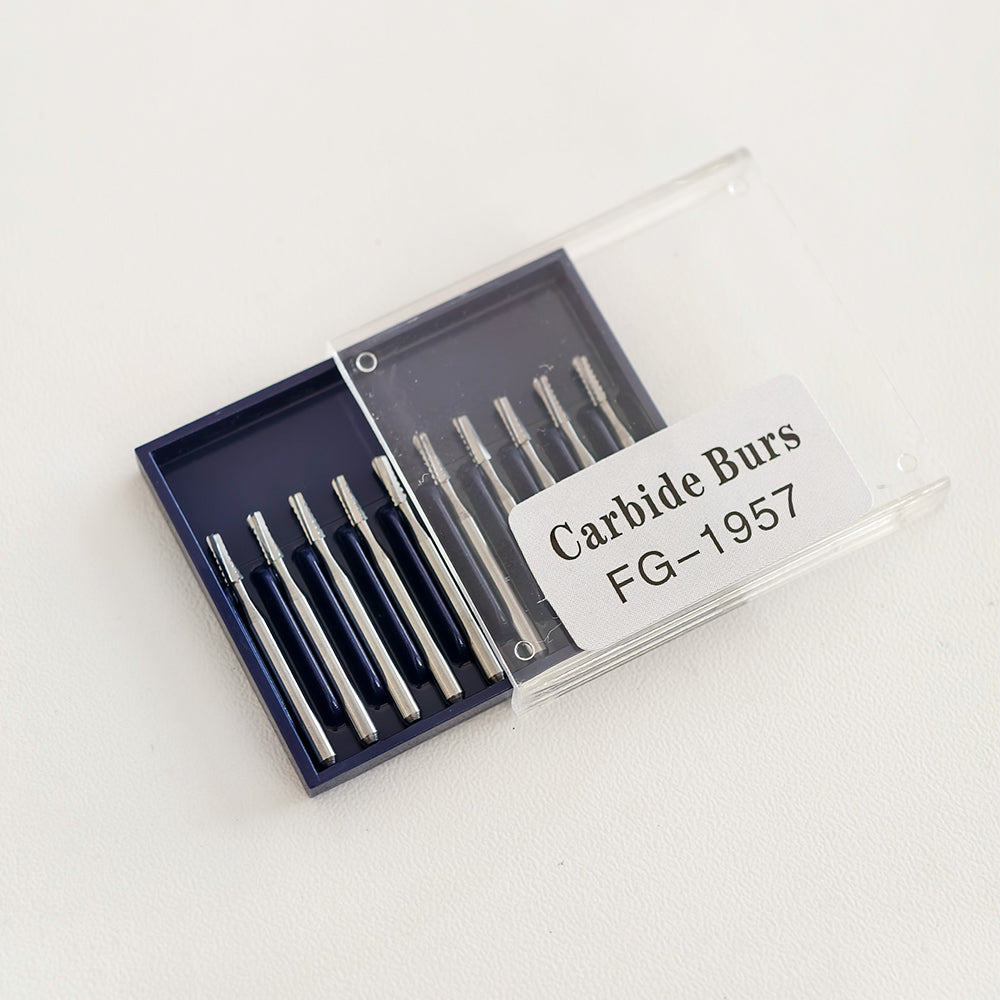 LYuen 10Pcs Dental Carbide Bur Set-FG1957/FG1958/FG557 Tungsten Steel Crown Metal Cutting Burs, High Speed Handpiece Dentistry Lab Tools (1.6mm)