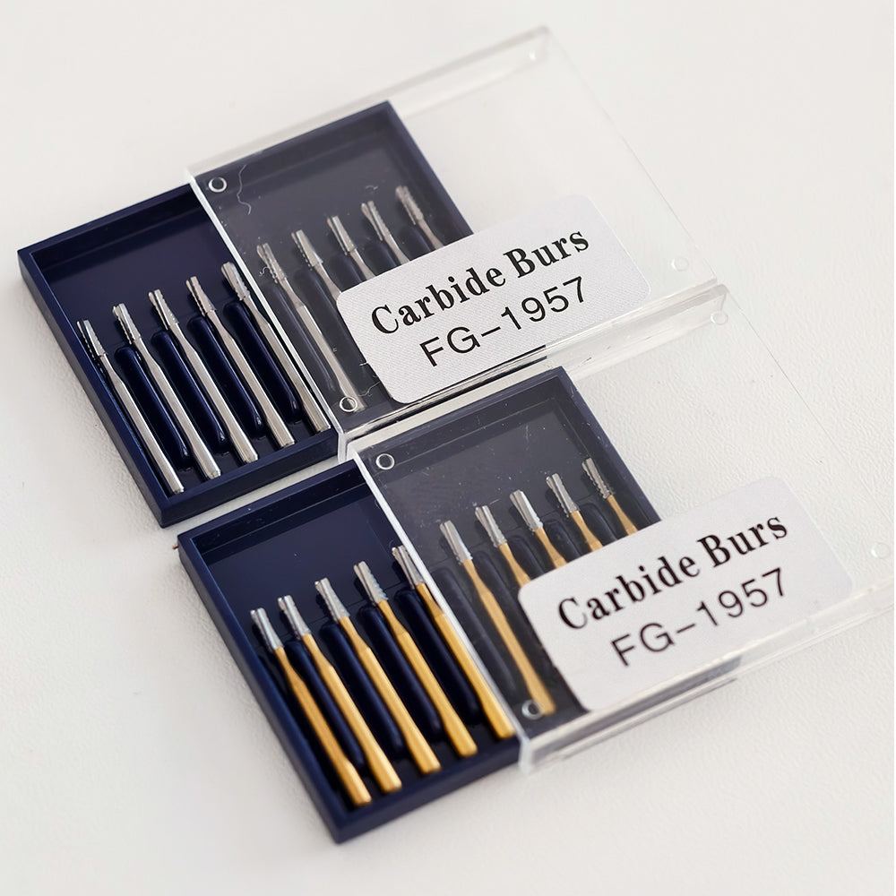 LYuen 10Pcs Dental Carbide Bur Set-FG1957/FG1958/FG557 Tungsten Steel Crown Metal Cutting Burs, High Speed Handpiece Dentistry Lab Tools (1.6mm)