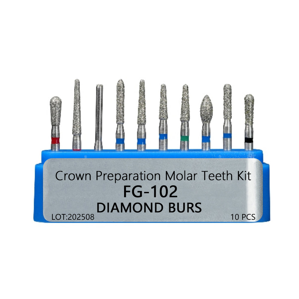 LYuen Dental Diamond FG Burs Kit Set – Full Series FG-101 to FG-117 for Crown/Cavity/Inlay/Ceramic/Composite Preparation, Polishing & Restoration, High Speed Handpiece Tools