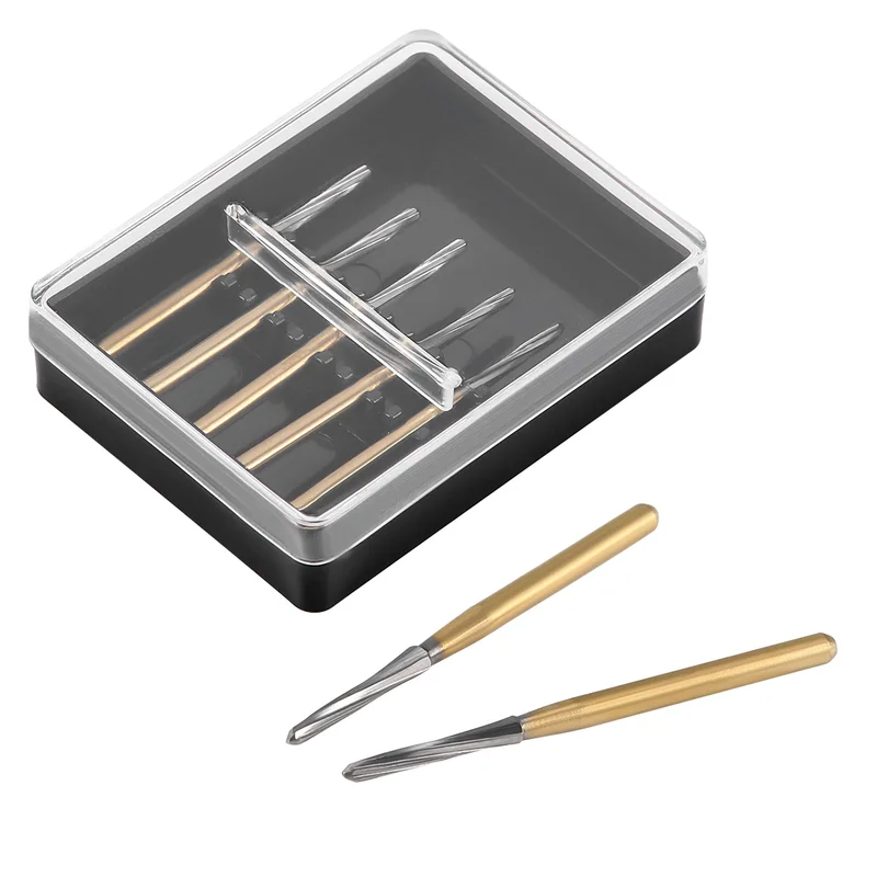 LYuen 5Pcs Endodontic Carbide Burs – FG 1.6mm Tungsten Steel Shaping Tool for High Speed Handpiece, Root Canal Access Preparations (21/25/28mm)