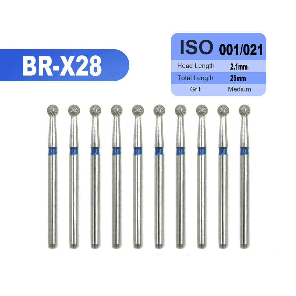 LYuen 10pcs Extra Long Diamond Burs – FG 1.6mm， 25mm Total Length for Deep Cavity & Crown Preparation, Natural Emery Powder Sharp Cutting, Dentistry Tools