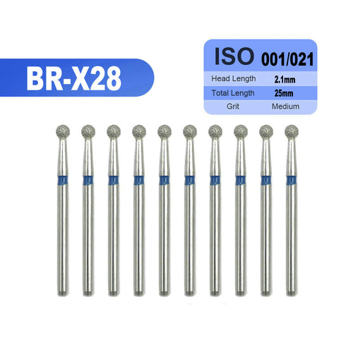 LYuen 10pcs Extra Long Diamond Burs – FG 1.6mm， 25mm Total Length for Deep Cavity & Crown Preparation, Natural Emery Powder Sharp Cutting, Dentistry Tools