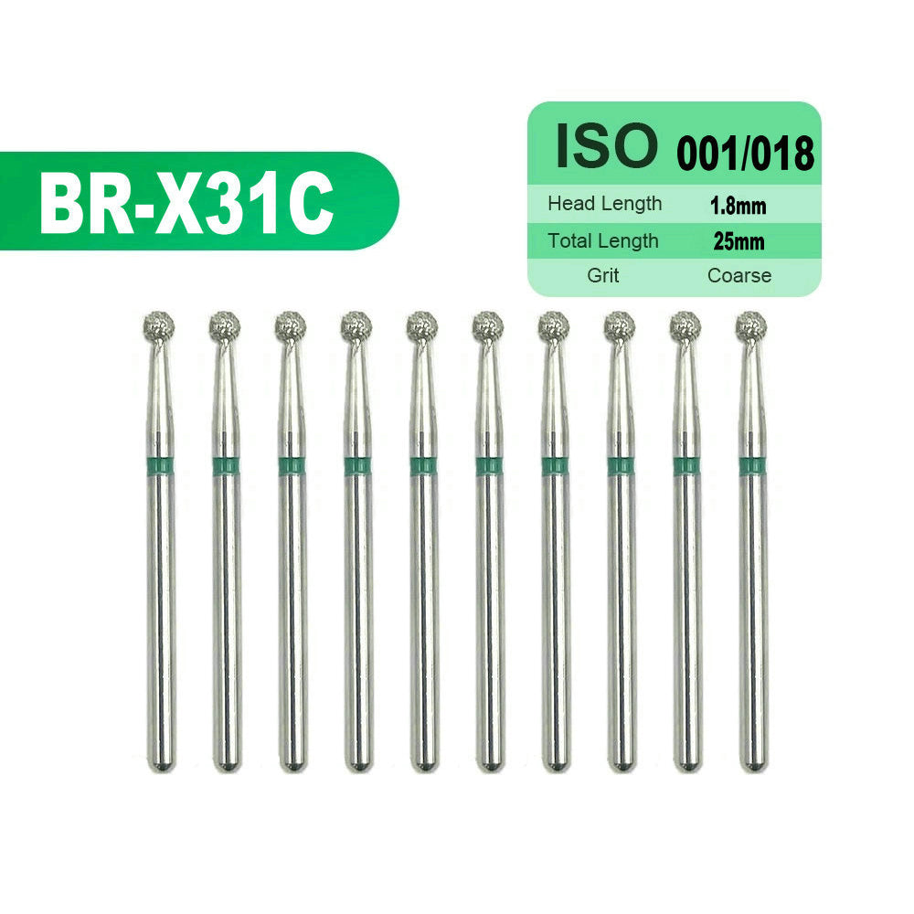 LYuen 10pcs Extra Long Diamond Burs – FG 1.6mm， 25mm Total Length for Deep Cavity & Crown Preparation, Natural Emery Powder Sharp Cutting, Dentistry Tools