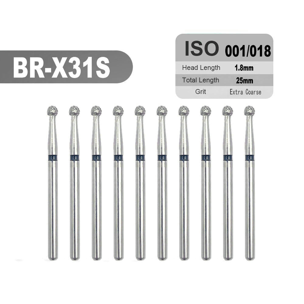 LYuen 10pcs Extra Long Diamond Burs – FG 1.6mm， 25mm Total Length for Deep Cavity & Crown Preparation, Natural Emery Powder Sharp Cutting, Dentistry Tools