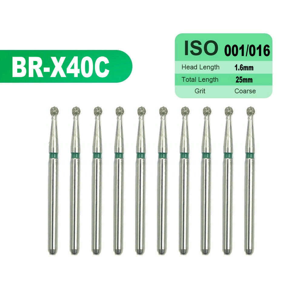 LYuen 10pcs Extra Long Diamond Burs – FG 1.6mm， 25mm Total Length for Deep Cavity & Crown Preparation, Natural Emery Powder Sharp Cutting, Dentistry Tools