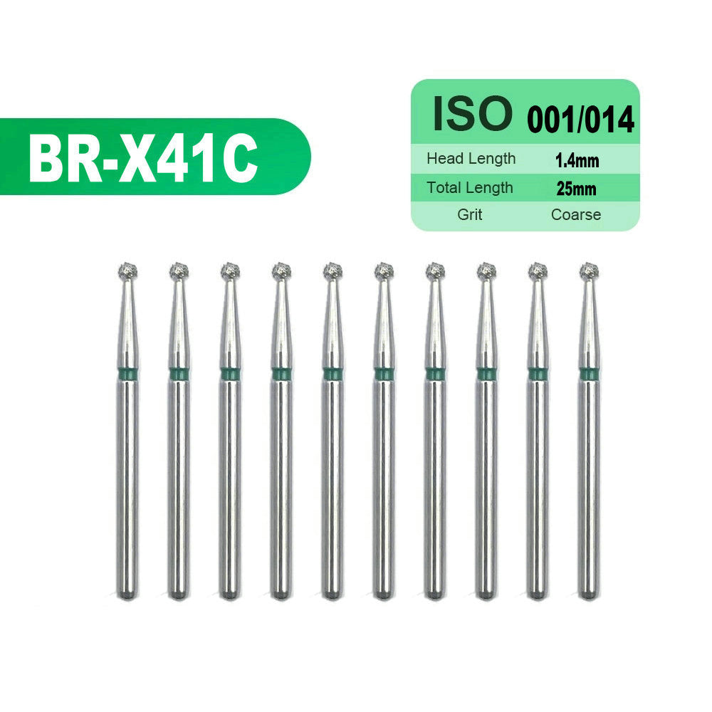 LYuen 10pcs Extra Long Diamond Burs – FG 1.6mm， 25mm Total Length for Deep Cavity & Crown Preparation, Natural Emery Powder Sharp Cutting, Dentistry Tools