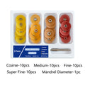 LYuen 40Pcs Dental Finishing & Polishing Discs Kit – 4-Color Grit System with 1PC RA 2.35mm Mandrel, Autoclavable for Composites/Ceramics/Glass Ionomer (1/2" & 3/8")