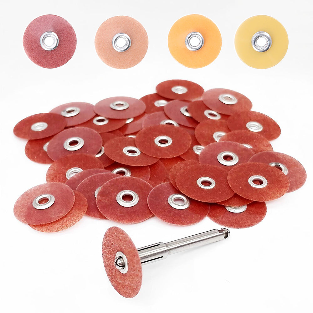 LYuen 50Pcs Dental Finishing & Polishing Discs – Color-Coded 4-Grit System for Composites/Ceramics/Glass Ionomer, Autoclavable, Fits RA 2.35mm Mandrel (1/2" & 3/8")