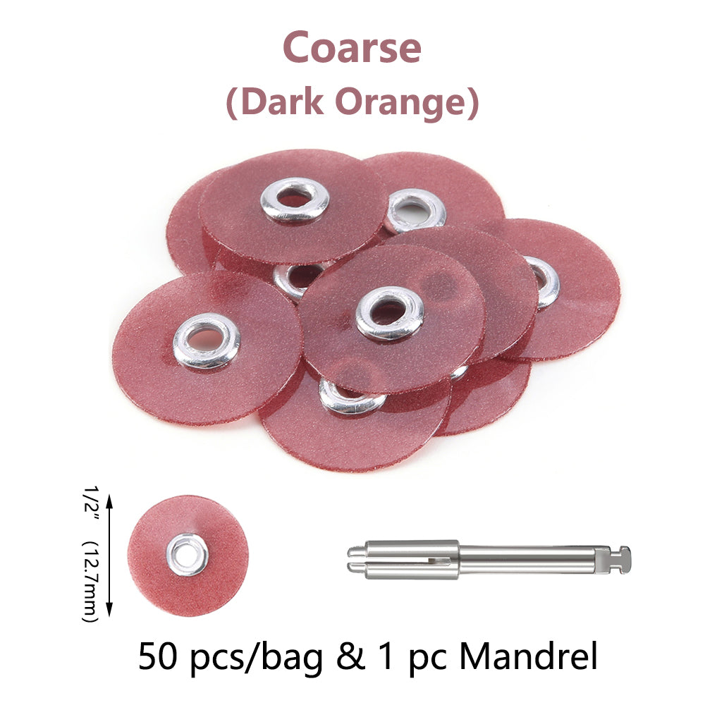 LYuen 50Pcs Dental Finishing & Polishing Discs – Color-Coded 4-Grit System for Composites/Ceramics/Glass Ionomer, Autoclavable, Fits RA 2.35mm Mandrel (1/2" & 3/8")