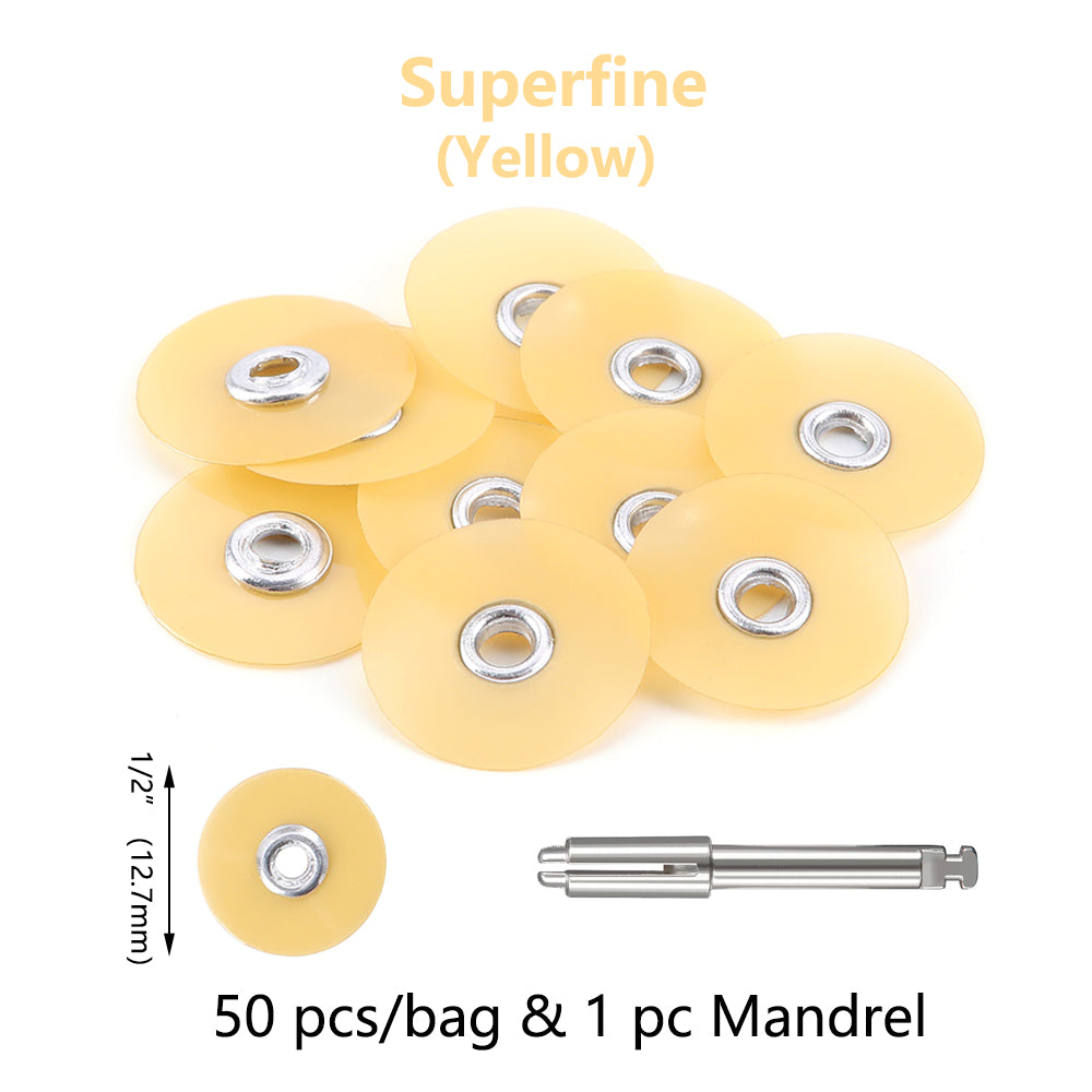 LYuen 50Pcs Dental Finishing & Polishing Discs – Color-Coded 4-Grit System for Composites/Ceramics/Glass Ionomer, Autoclavable, Fits RA 2.35mm Mandrel (1/2" & 3/8")