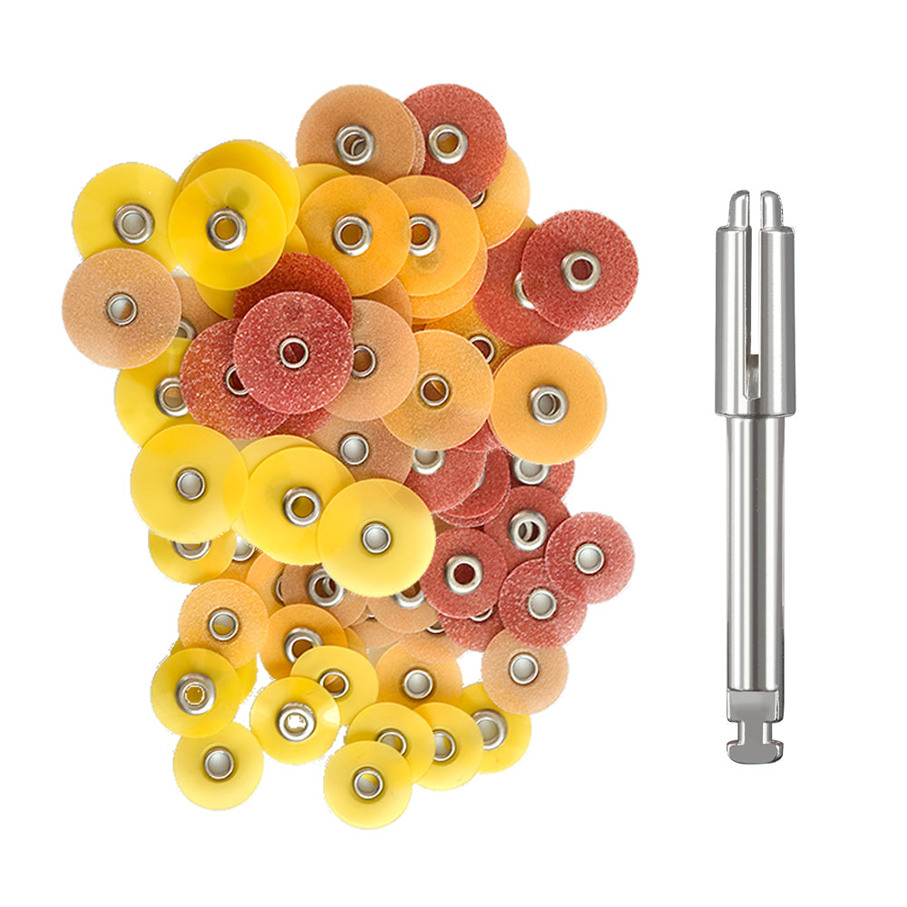 LYuen 50Pcs Dental Finishing & Polishing Discs – Color-Coded 4-Grit System for Composites/Ceramics/Glass Ionomer, Autoclavable, Fits RA 2.35mm Mandrel (1/2" & 3/8")